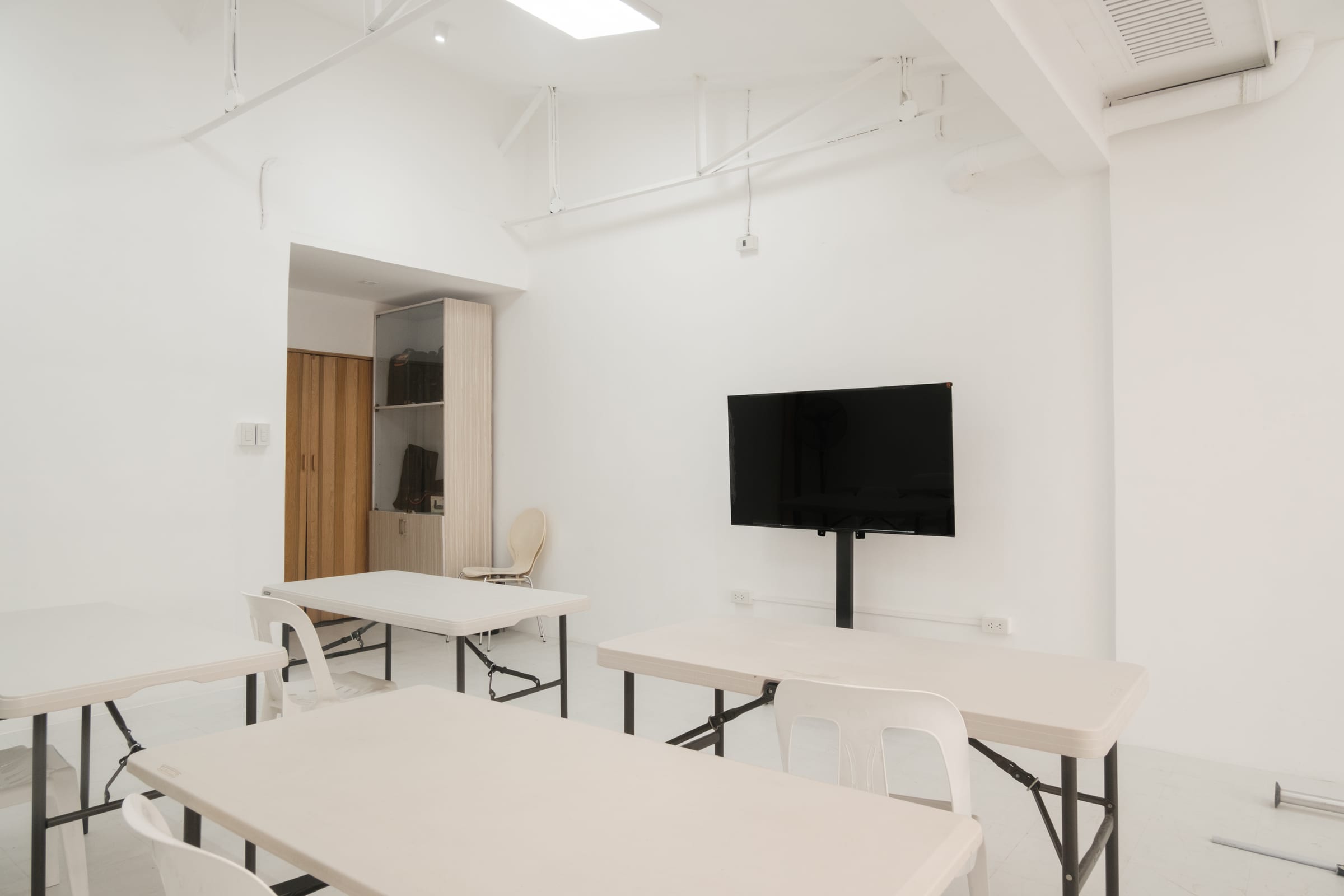 Studio configured for a workshop or event layout